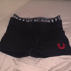 True Religion Women's Logo Trim Elastic Waist Activewear Sweat Shorts